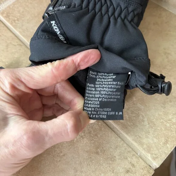 Kombi Junior Black Ski or Winter Sport Gloves - Picture 3 of 4